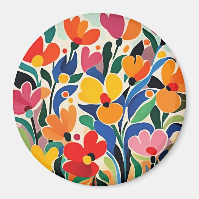 Abstrakt blomsterbakgrund, livfull, magnet (Framsidan)