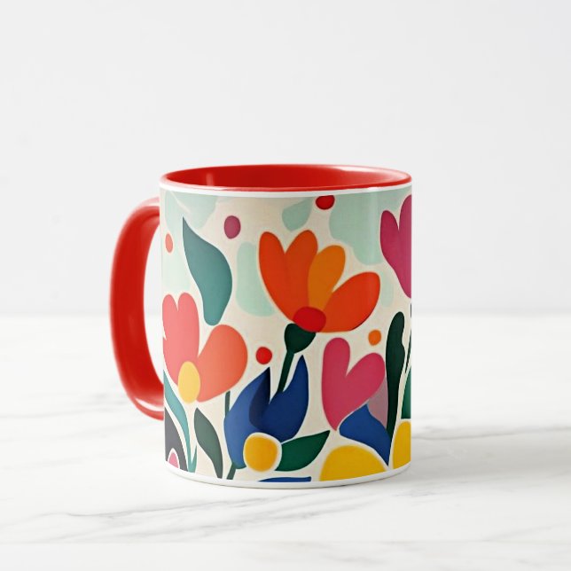 Abstrakt blomsterbakgrund, livfull, mugg (Framsida vänster)