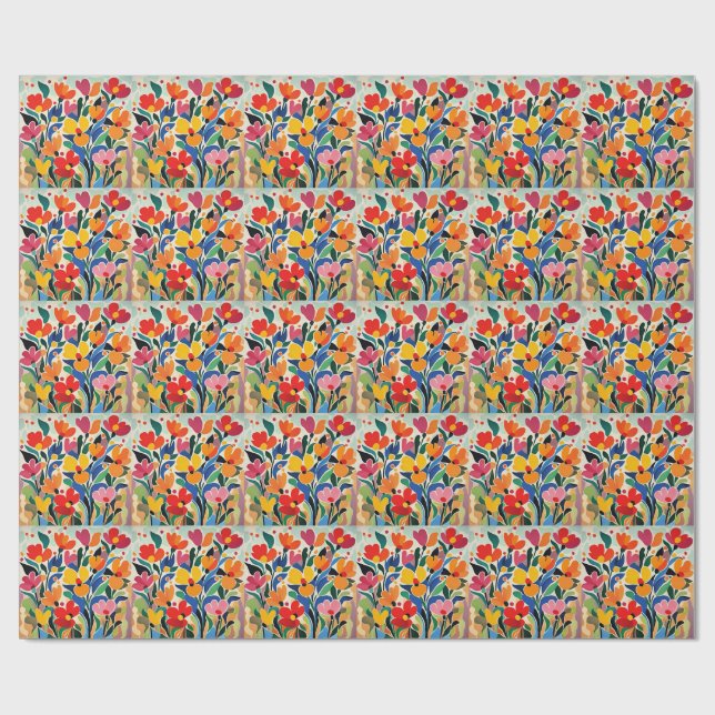 Abstrakt blomsterbakgrund, livfull, presentpapper (Platt)