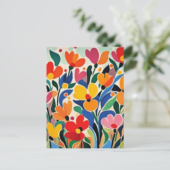 Abstrakt blomsterbakgrund, livfull, vykort (Stående Fram)