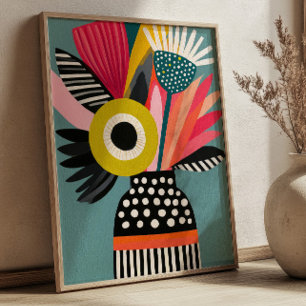 Abstrakt blomsterbukett Vas Färgrik blomsterkonst Poster