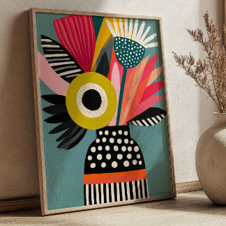 Abstrakt blomsterbukett Vas Färgrik blomsterkonst Poster