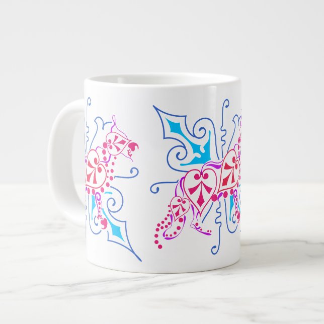 Abstrakt blomsterdesign av tysk schäferhund jumbo mugg (Framsida vänster)