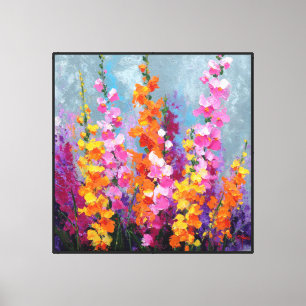 Abstrakt blomsterduk med Gladiolus Glow Canvastryck