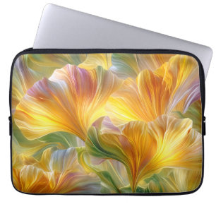 Abstrakt blomsterkonst med gula kronblad laptop fodral
