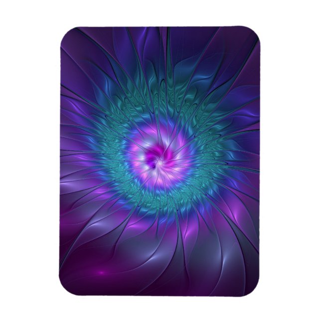 Abstrakt blomsterlig skönhet Färgrik fraktalkonst  Magnet (Vertikal)