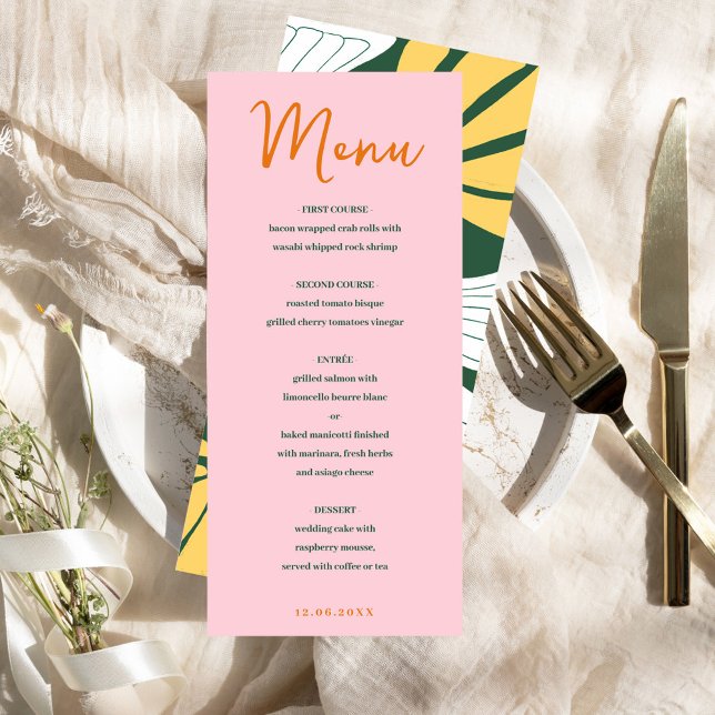 Abstrakt blomstermönster rosa & grön mix och match meny (Abstract floral pink & green mix and match menu)