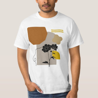 Abstrakt blomstersilhuett i beige t shirt