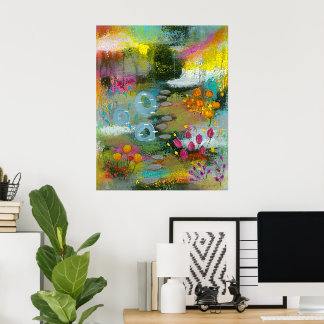 Abstrakt blomsterträdgård 2 Floral botanisk målnin Poster