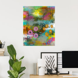 Abstrakt blomsterträdgård Blommig botanisk målning Poster
