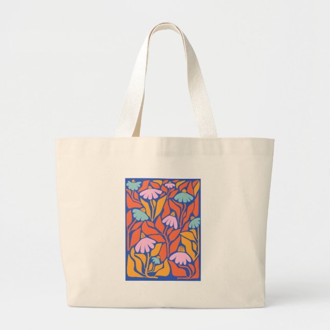 'Abstrakt blomsterträdgård' Modern konst Jumbo Tygkasse (Framsidan)