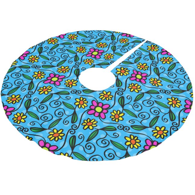 Abstrakt blomsterträdskläde julgransmatta borstad polyester (Vinklad)