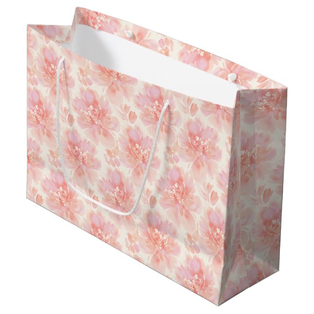 Abstrakt blomvattenfärg mönster persika och rosa (Framsidan Vinklad)