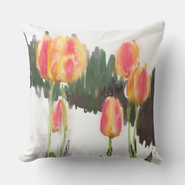 Abstrakt Blöt Tulip Kudde (Framsida)