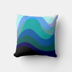 Abstrakt Blue 303 - Groovy Flowing Art Kudde