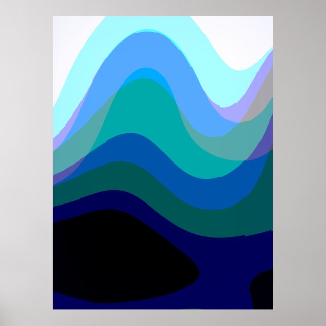 Abstrakt Blue 303 - Groovy Flowing Art Poster (Framsidan)