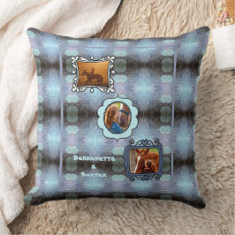 Abstrakt Blue 3 Photo Horse Pet Collage och Namn Kudde
