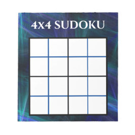 Abstrakt Blue 4x4 Sudoku-mall Anteckningsblock