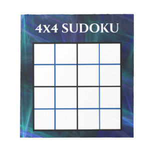 Abstrakt Blue 4x4 Sudoku-mall Anteckningsblock
