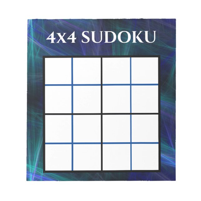Abstrakt Blue 4x4 Sudoku-mall Anteckningsblock (Framsida)