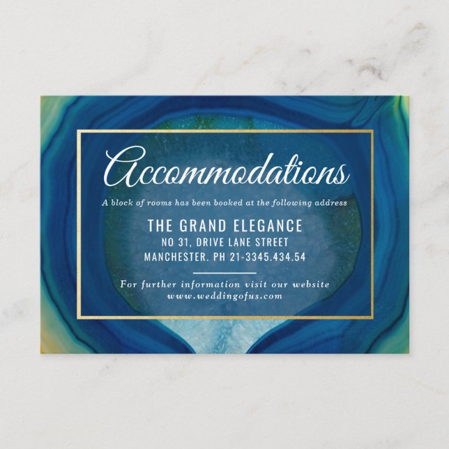 Abstrakt Blue Agate Mönster Bröllop-bostäder Tilläggskort (Framsida)