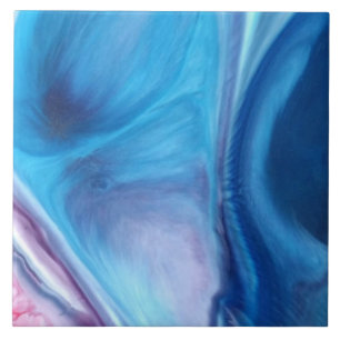 Abstrakt Blue Agate Watercolor Marble Kakelplatta