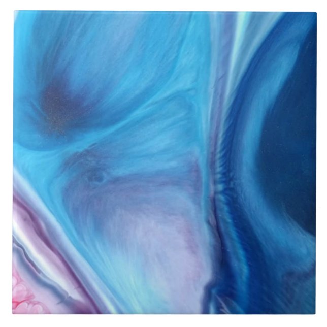 Abstrakt Blue Agate Watercolor Marble  Kakelplatta (Framsidan)