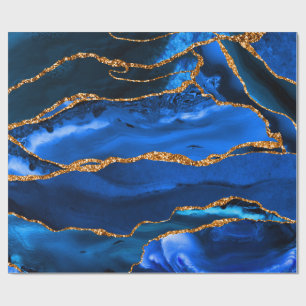 Abstrakt Blue Agate Watercolor Presentpapper