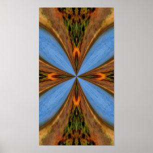 Abstrakt Blue and Brown Kaleidoscope Art Poster