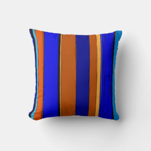Abstrakt Blue and Orange 930 - Lodrät Rand Kudde