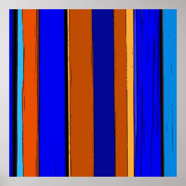 Abstrakt Blue and Orange 930 - Lodrät Rand Poster (Framsidan)