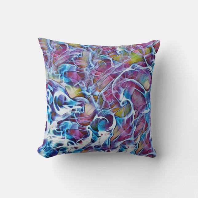 Abstrakt Blue and Rosa Art Pillow Kudde (Framsida)