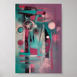 Abstrakt Blue and Teal Modern Art Poster
