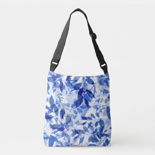 Abstrakt Blue and White Löv Axelväska (Framsida)