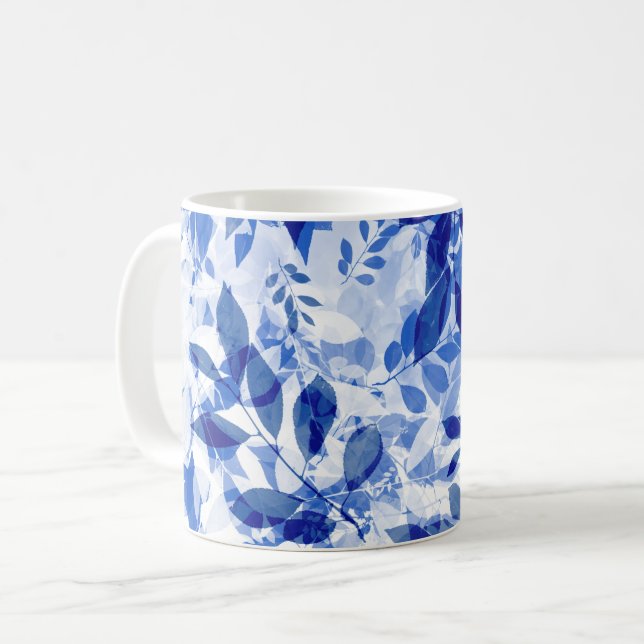 Abstrakt Blue and White Löv Kaffemugg (Framsida vänster)