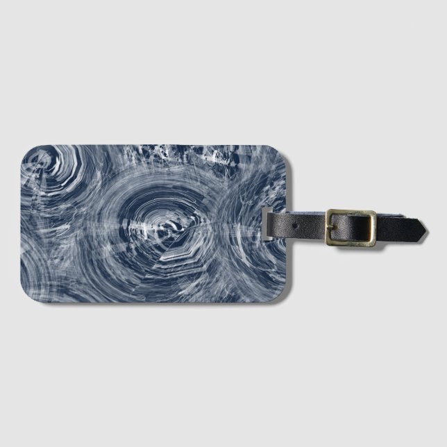 Abstrakt Blue and White Swirl Mönster Bagagebricka (Framsida horisontal)