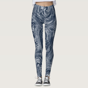 Abstrakt Blue and White Swirl Mönster Leggings