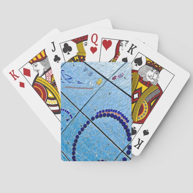 Abstrakt Blue Baltimore Geometric Spegel Mosaic Casinokort (Baksidan)
