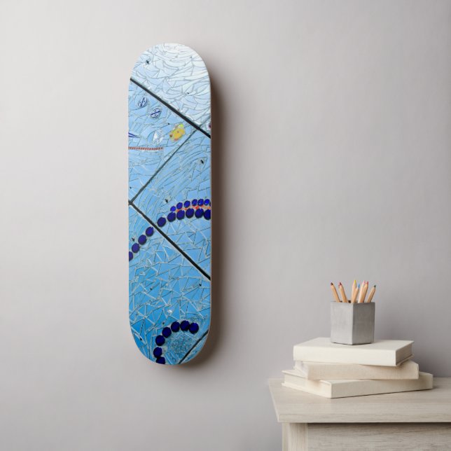 Abstrakt Blue Baltimore Geometric Spegel Mosaic Mini Skateboard Bräda 18,5 Cm (Väggkonst)