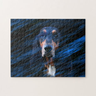 Abstrakt blue Basset Hound Pussel