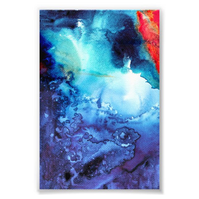 Abstrakt Blue Batik Mönster Fototryck (Framsidan)