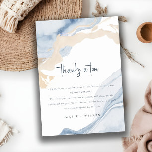 Abstrakt Blue Beige Sea Vågar Sand Beach Wedding Tack Kort