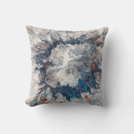 Abstrakt Blue Bronze Grått Cream Decorative Kudde
