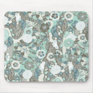 Abstrakt Blue Brown Flowers Musmatta