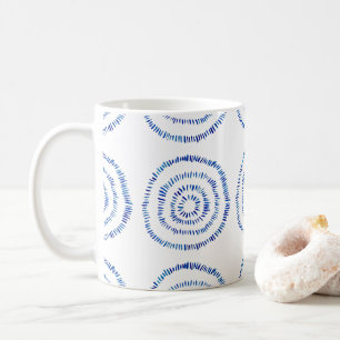 Abstrakt Blue Brushstroke Circle Coastal Kaffemugg