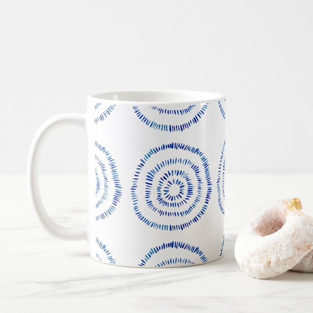 Abstrakt Blue Brushstroke Circle Coastal Kaffemugg (Med munk)