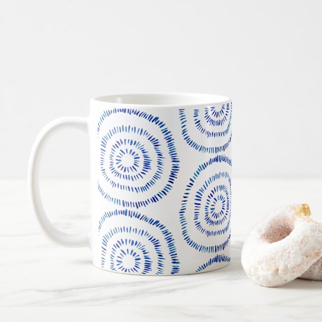 Abstrakt Blue Brushstroke Circle Coastal Kaffemugg (Med munk)