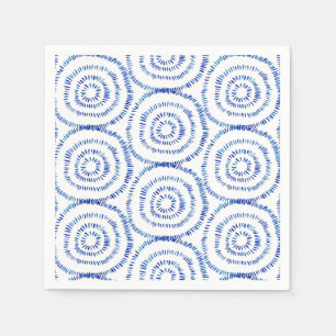 Abstrakt Blue Brushstroke Circle Coastal Pappersservett