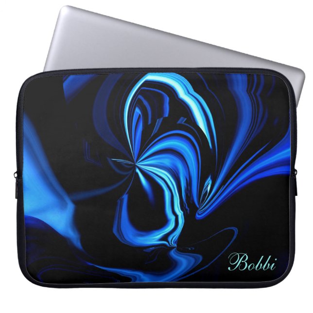 Abstrakt Blue Buterfly Laptop sleeve *Personalize* (Framsidan)