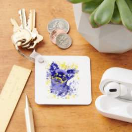 Abstrakt Blue Chihuahua Keychain Nyckelring